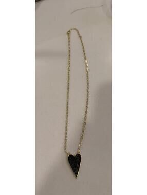 Frieda Rothman gold over sterling 18 inch necklace with black pave heart pendant